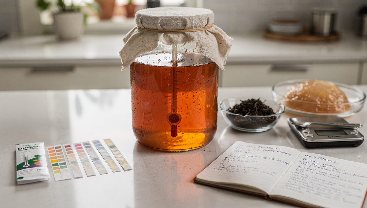 Kombucha Troubleshooting Guide mit Werkzeugen zur Problemlösung