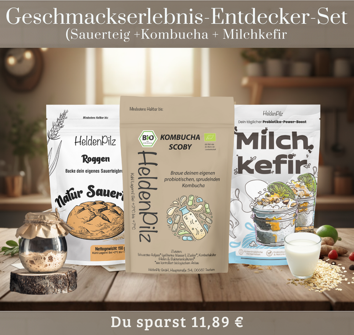 Entdecker-Set (Sauerteig + Kombucha + Milchkefir)