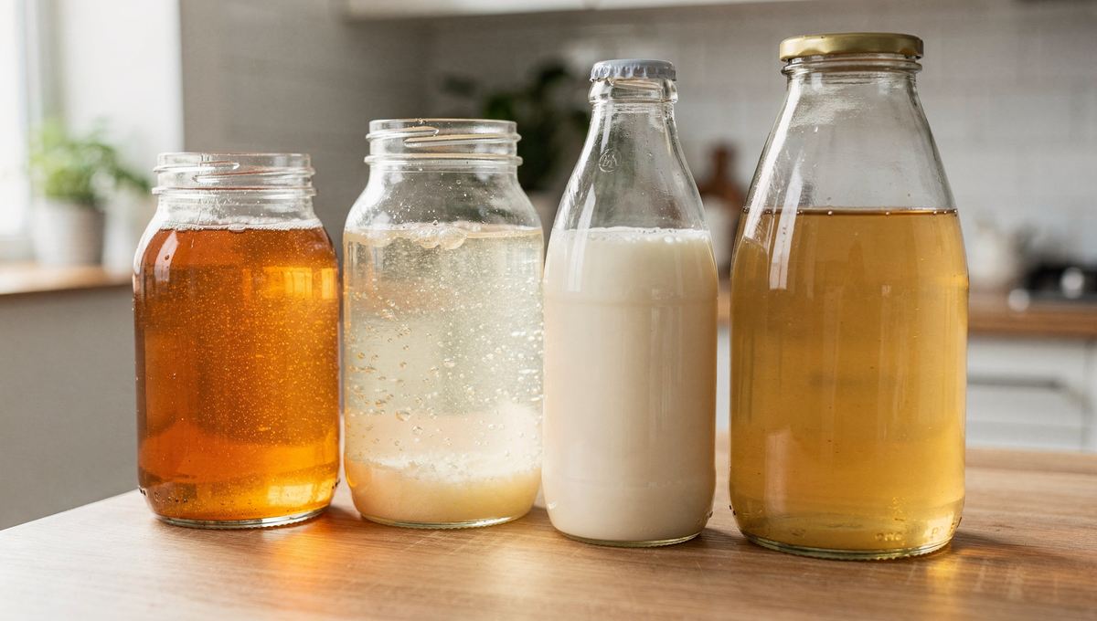 Verschiedene fermentierte Getränke im Vergleich